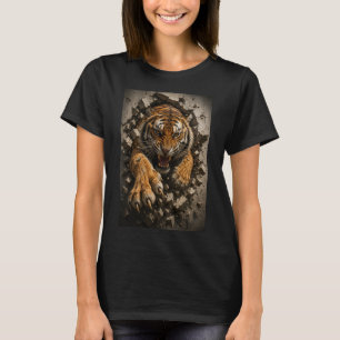 Camiseta Tigre Feroz Irrompendo pela Parede