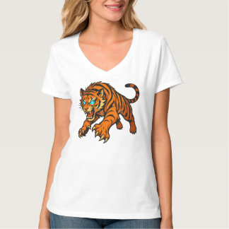 Camiseta Tigre Fierce Com Camisa-T Gráfica De Olhos Brilhan