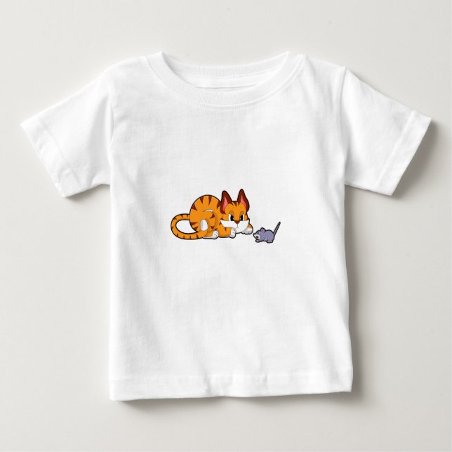Camiseta Tigre gato com rato (Frente)