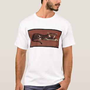Camiseta Tigre - Ilustração de Livro Colorida Antiquária