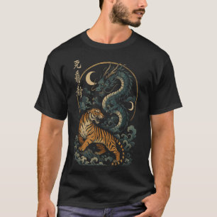 Camiseta Tigre Japonês Dragão Yin E Yang Páscoa Mítica