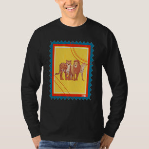 Camiseta Tigre Leão Guepardo Animal Selvagem Selo Postal
