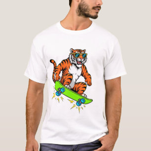 Camiseta Tigre Legal numa Skate – Carrinho de Estilo de Rua