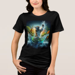 Camiseta Tigre Majestoso Erguendo-se da Água