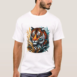 Camiseta Tigre Majestoso na Selva Vibrante