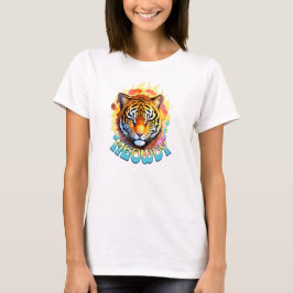 Camiseta Tigre-meowdy com flores