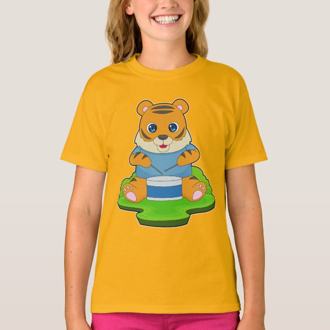 Camiseta Tigre Musical Drum Music (Frente)
