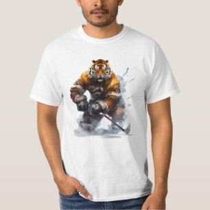 Camiseta Tigre na aventura de hóquei no gelo
