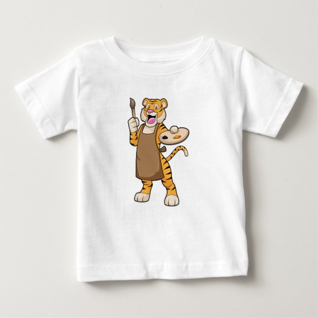 Camiseta Tigre na pintura com pintura e pincel (Frente)