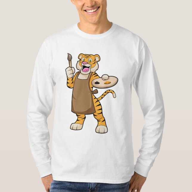 Camiseta Tigre na pintura com pintura e pincel (Frente)