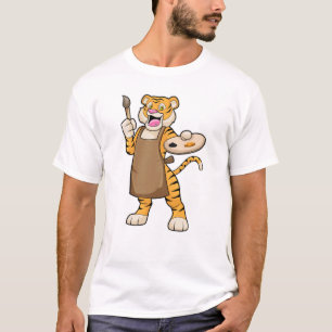 Camiseta Tigre na pintura com pintura e pincel