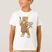 Tigre na pintura com pintura e pincel