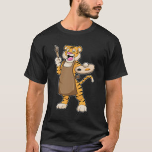 Camiseta Tigre na pintura com pintura e pincel