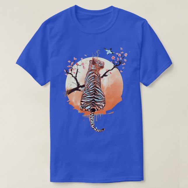 Camiseta Tigre na versão escura da sakura tree (Frente do Design)
