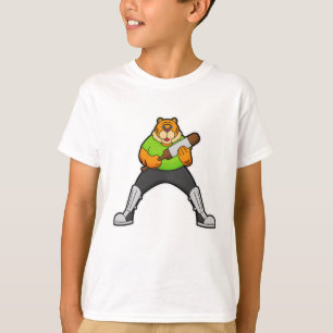 Camiseta Tigre no Cricket com morcego de Cricket