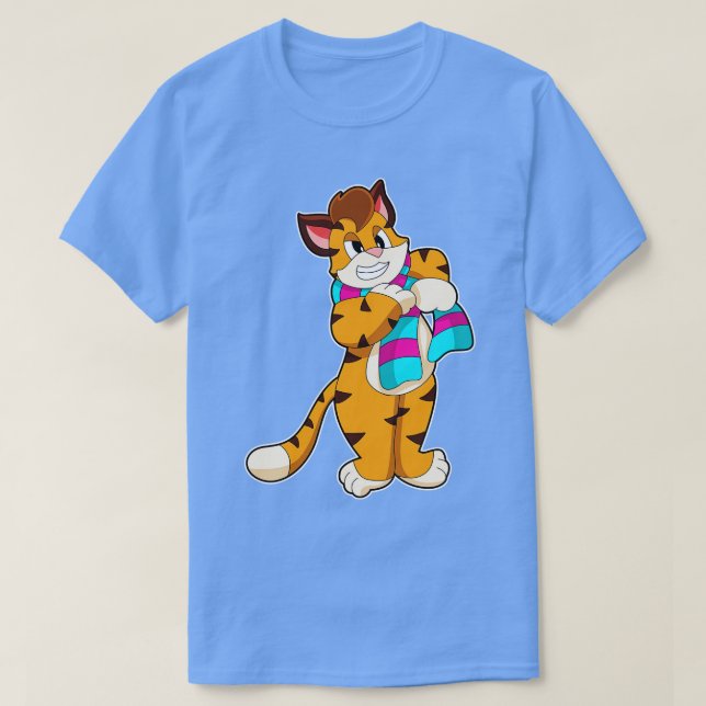 Camiseta Tigre no Inverno com Cachecol (Frente do Design)