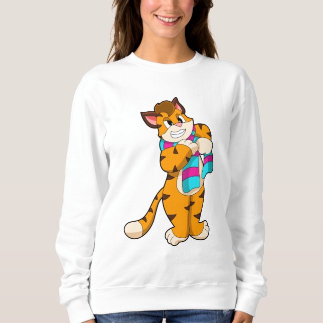 Camiseta Tigre no inverno com Scarf (Frente)