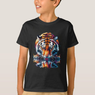 Camiseta Tigre olhando para Reflexo na Água
