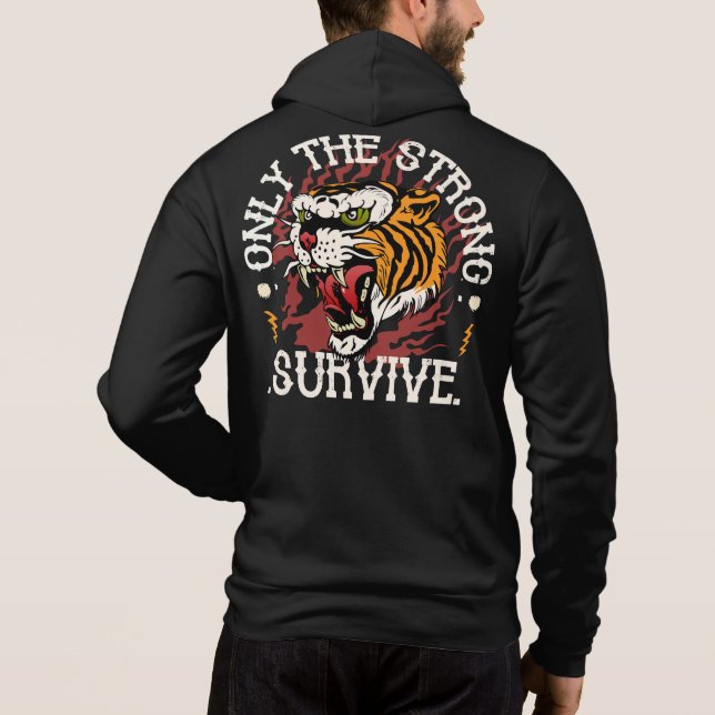 Camiseta tigre_only the strong survive citation tattoo old  (Verso)