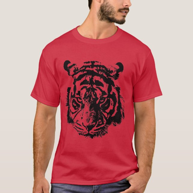 Camiseta Tigre Pop Art Red Black (Frente)