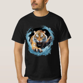 Camiseta Tigre-Raiva em águas azuis