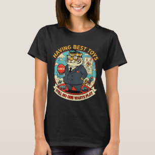 Camiseta Tigre satírico com brinquedos gráfico retro engraç