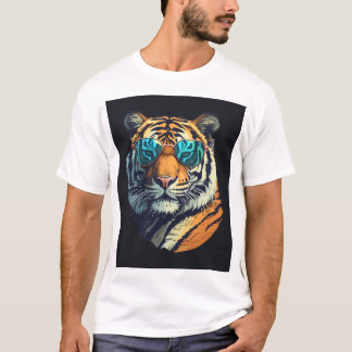 Camiseta Tigre selvagem e Legal com lágrimas de óculos sola