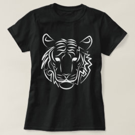 Camiseta Tigre Tribal Negro e Branco