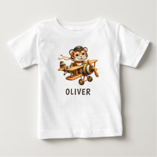 Camiseta Tigre Voador Caprichoso e Fofo em um Avião Infanti