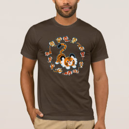 Camiseta Tigres de desenho animado bonitos mandala (azul)