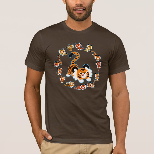 Camiseta Tigres de desenho animado bonitos mandala (azul) (Frente)