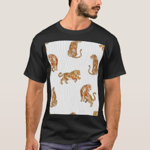 Camiseta Tigres Selvagens: Padrão Animal De Aquarela.