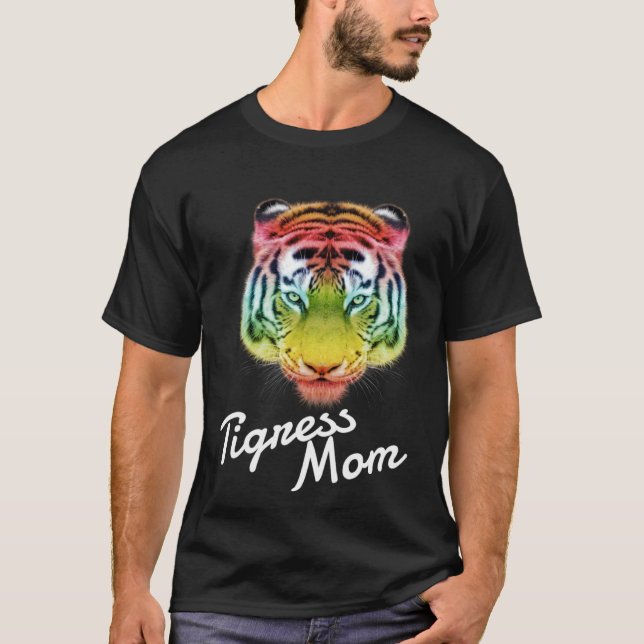 Camiseta Tigress Mom Rainbow Tiger (Frente)