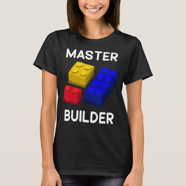 Camiseta Tijolo de Brinquedos para Crianças de Bloco de Cor (Frente)
