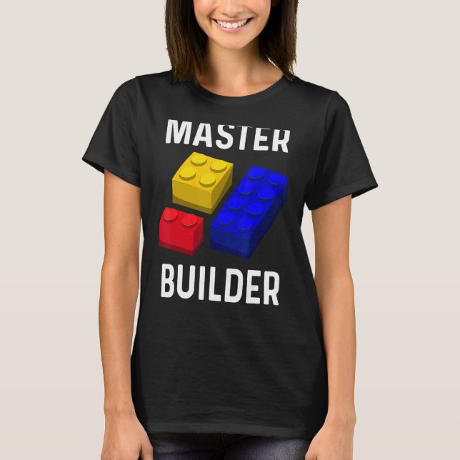 Camiseta Tijolo de Brinquedos para Crianças de Bloco de Cor (Frente)