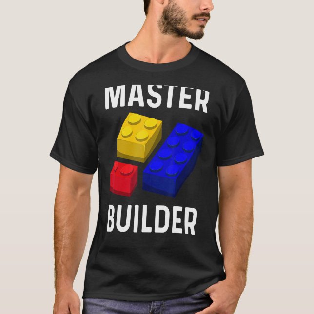 Camiseta Tijolo de Brinquedos para Crianças de Bloco de Cor (Frente)
