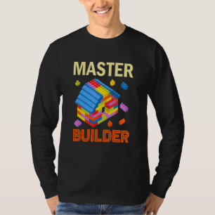 Camiseta Tijolos do Construtor Mestre Meninos Blocos de Con