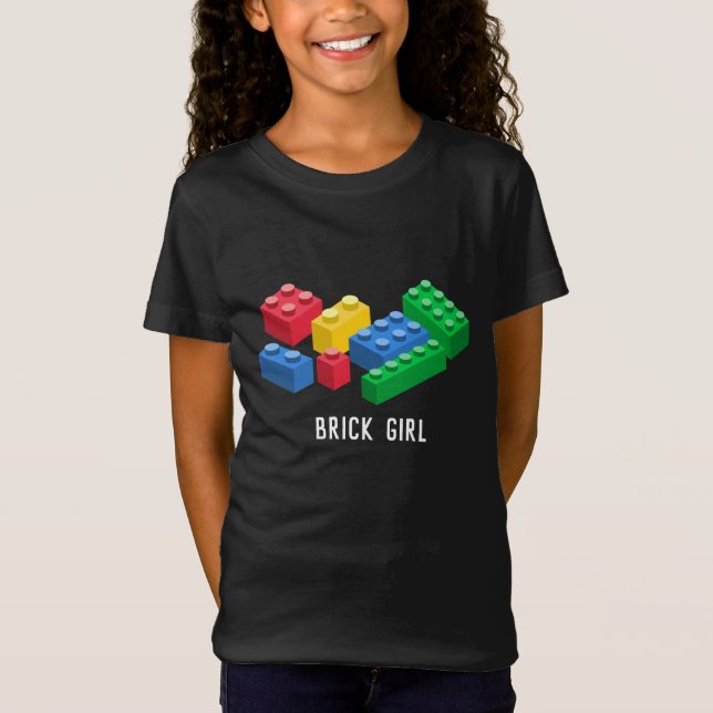 Camiseta Tijolos para a construção de brinquedos crianças c (Frente)