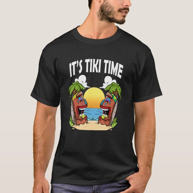 Camiseta Tiki Head É Tiki Time Tikis Hawaiian Hawaii Lua (Frente)