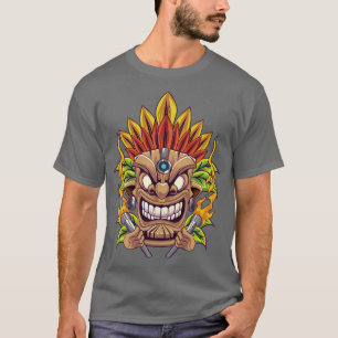 Camiseta Tiki Statue Havaiana Tiki Head Maori Mask Mytholog
