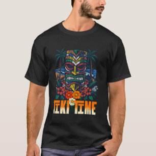 Camiseta Tiki Time Aloha Hula Tiki Mask Luau Vacai Hawai