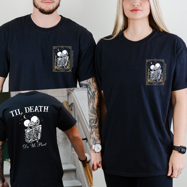 Camiseta Til Death Skeleton Amava Gótico Tarot Card Casamen (Criador carregado)