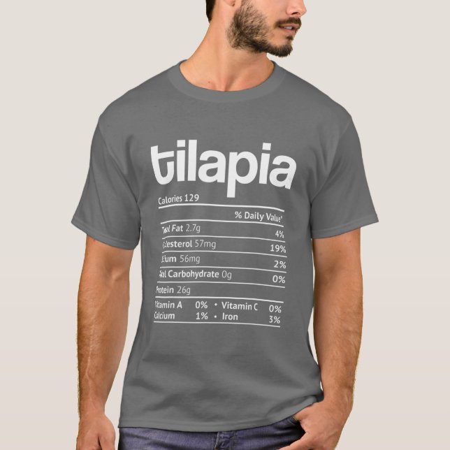 Camiseta Tilapia Nutrição Fato Engraçado Natal de Ação de G (Frente)