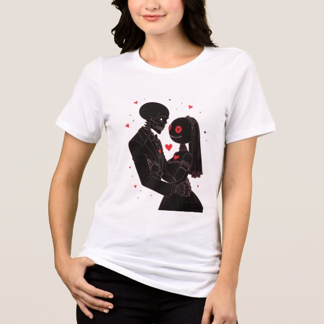 Camiseta Till Undeath Do Us Part Gothic Skeleton Couple Des (Frente)