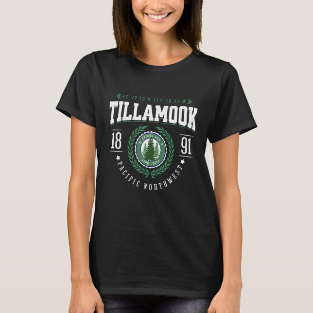 Camiseta Tillamook Oregon State Pine Tree OR Souvenir Retro (Frente)