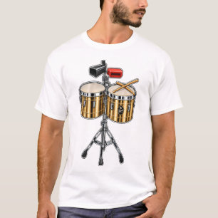 Camiseta Timbale Tambor & Percussão de Paus Cruzados Música