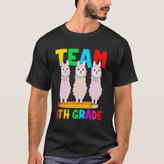 Camiseta Time 6 Grade Llama De Volta À Escola No Primeiro D (Frente)
