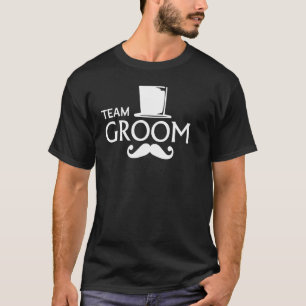 Camiseta Time da Noiva Bigode E Chapéu Alto Casamento Festa