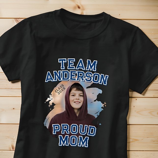 Camiseta Time da [Último Nome] Foto de Formatura da Mãe Org (Criador carregado)