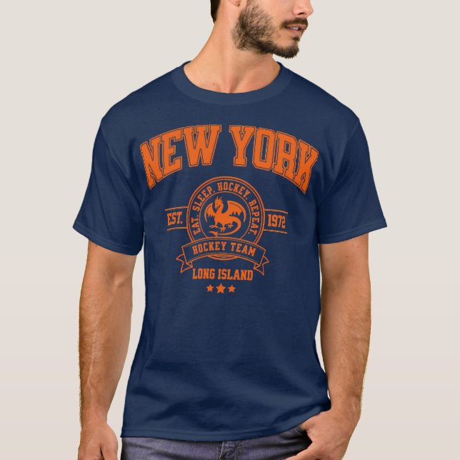 Camiseta Time de hóquei de Long Island Nova York design (Frente)